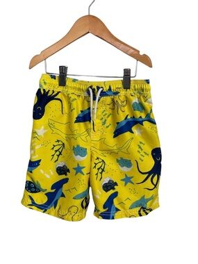 Carter’s Boys Yellow Under the Sea Shark Swim Trunks Size 5T